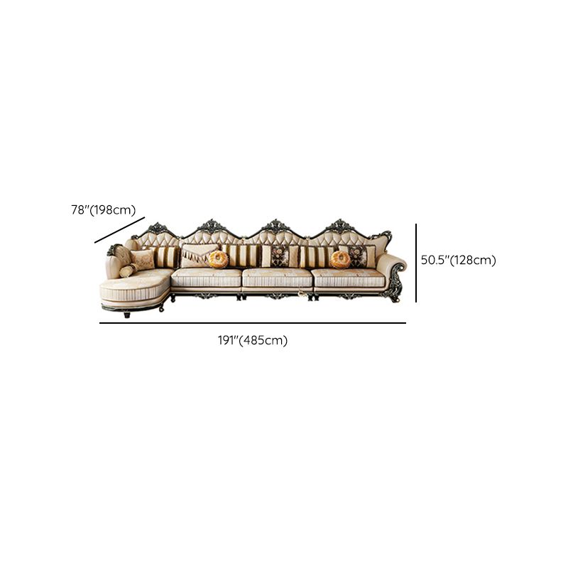Traditional Slipcovered Cushions Sectionals & Chaise Tufted Rolled Arm Sectional Sofa