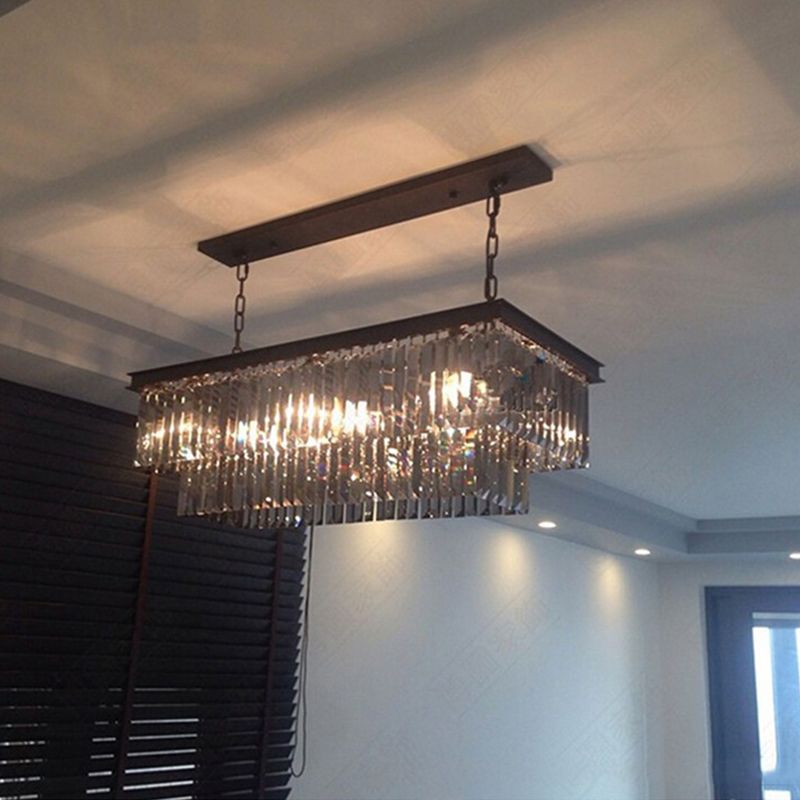 Colgante de cristal rectángulo colgante lineal comedor moderno de la isla de la isla de la isla