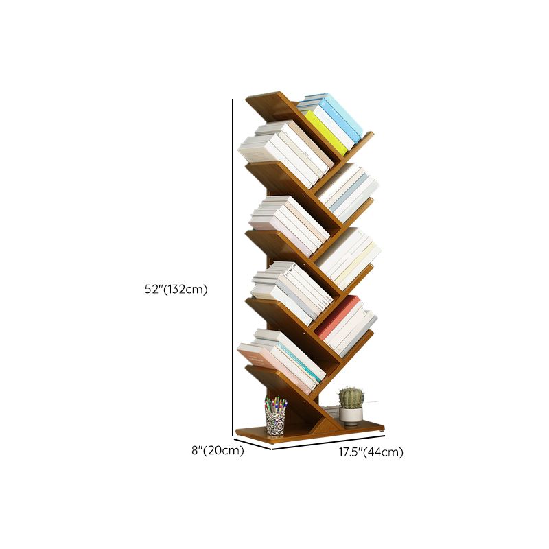 Vertical Contemporary Bamboo Bookcase Closed Back Bookshelf for Home Use