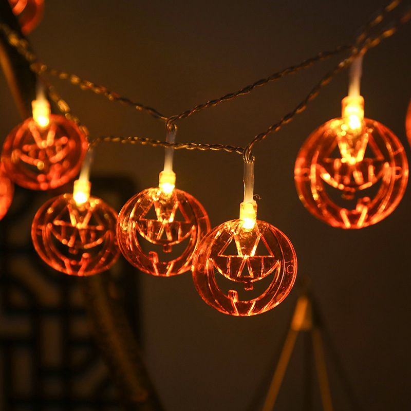 Pumpkin Shaped LED Fairy Lamp Artistic Plastic Courtyard Solar String Light in Black