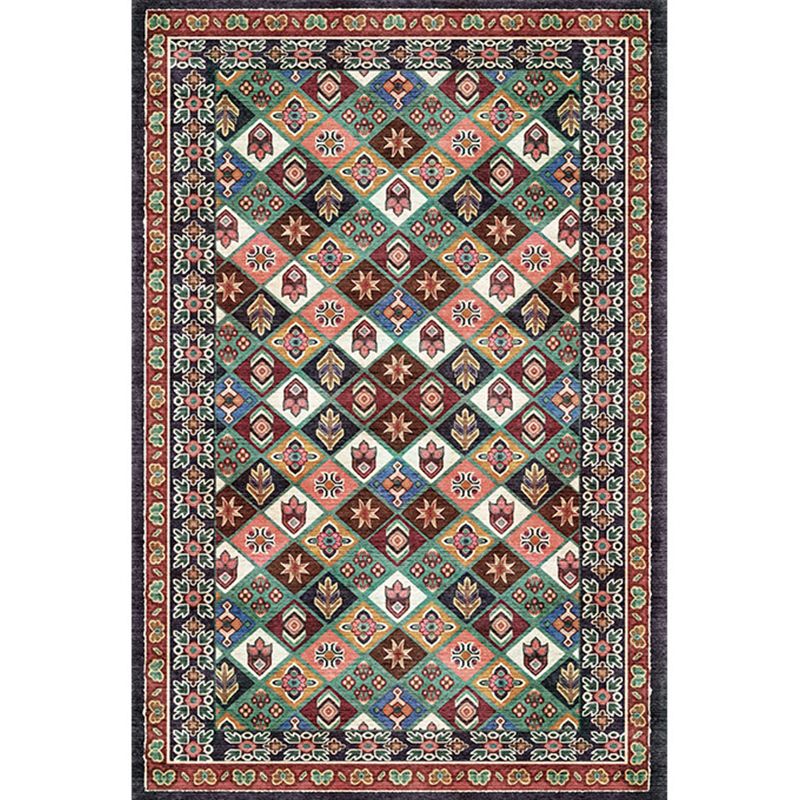 Antique Moroccan Rug Multi-Colored Geometry Patterned Rug Non-Slip Pet Friendly Stain Resistant Rug for Room