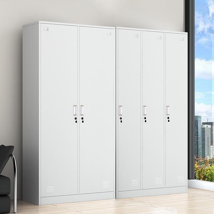 White Steel Wardrobe Armoire Contemporary Hinged Wardrobe Cabinet