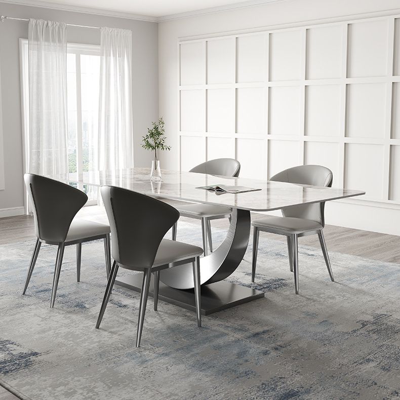Industrial Dinner Table Stone Rectangle Dining Site Table for Dining Room