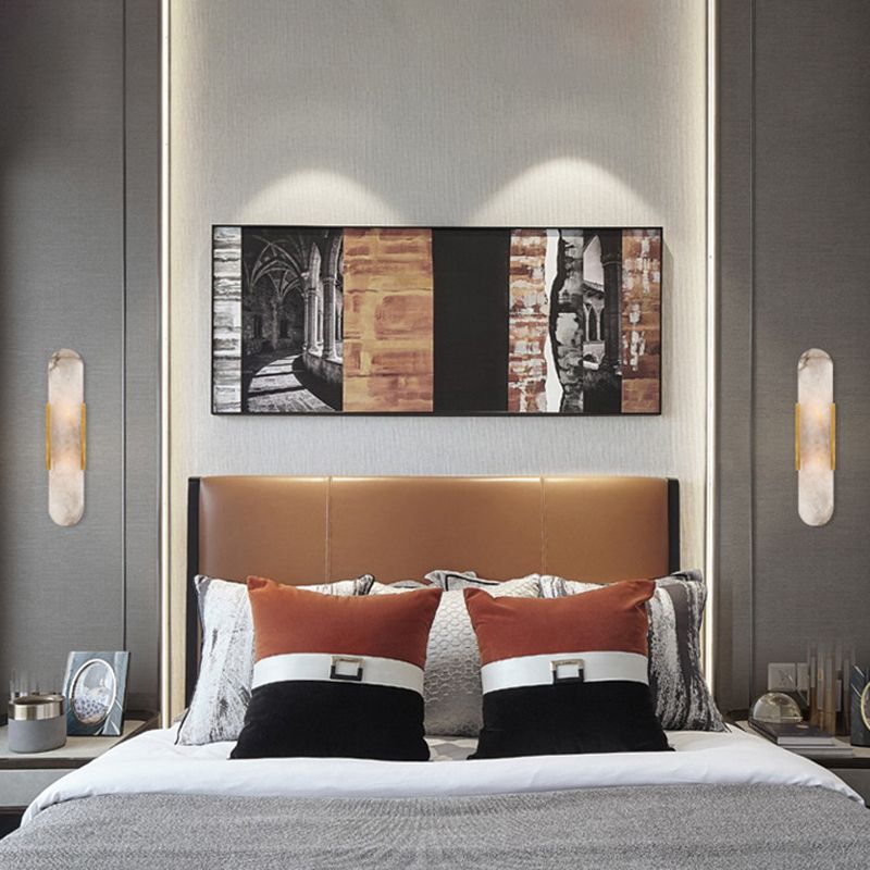 Stone Oval Wall Sconce Lighting Modern Style 2 Lights Wall Lamps