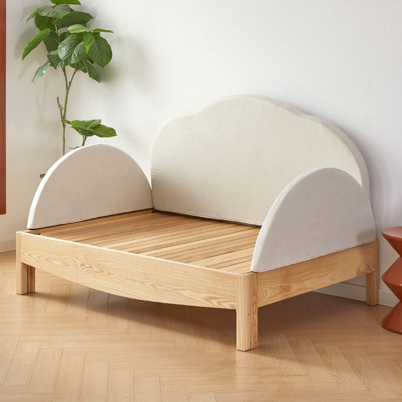 Contemporary Daybed Solid Wood Upholstered Headboard Natural with Guardrail