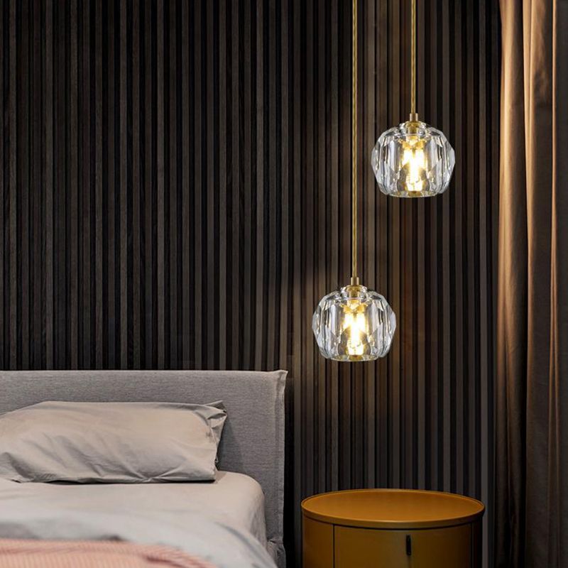 Kopergoudhangende lamp in moderne artistieke stijl kristallen geometrische hanglamp voor eetkamer