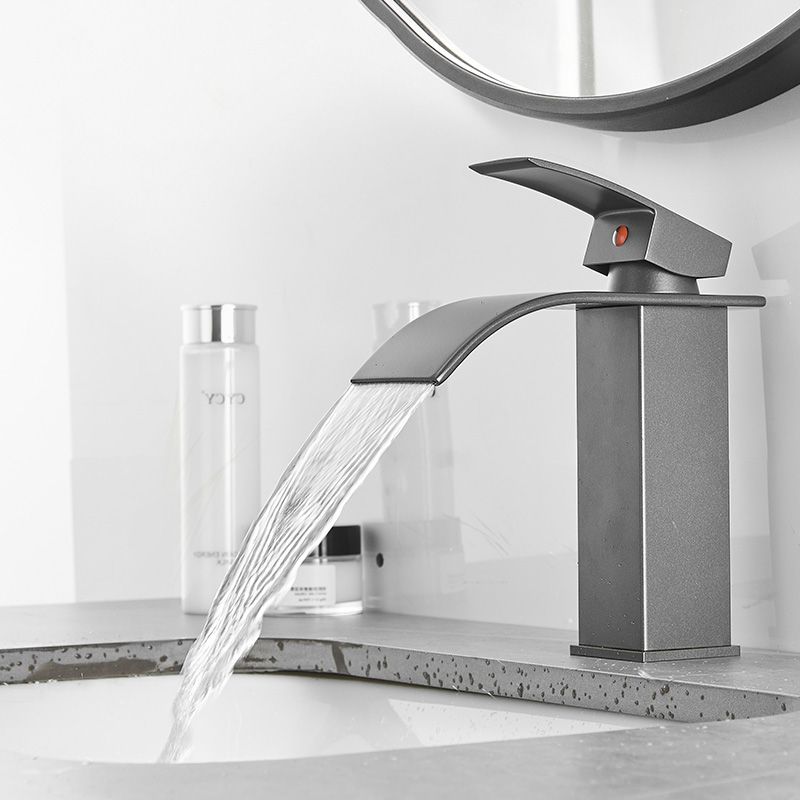 Modern Bathroom Sink Faucet Waterfall Spout Lever Handle Brass Sink Faucet