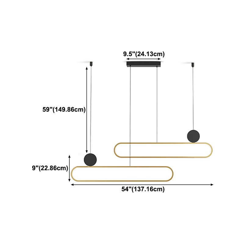 Contemporary Style Linear Shape Island Lights Metal Island Pendant Lights in Gold