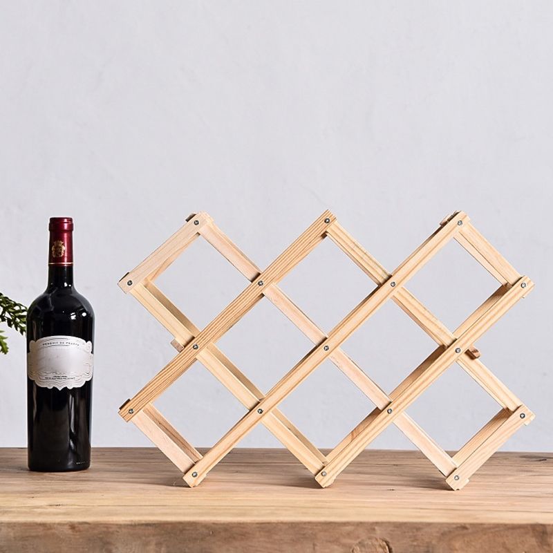 Countertop Modern Bottle Wine Rack Solid Wood Collapsible Bottle Rack