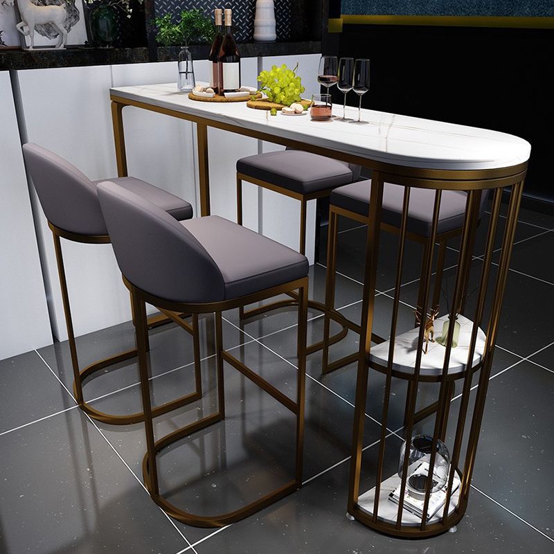 White Sintered Stone Bar Table Modern Dining Table for Kitchen Living Room Coffee Room