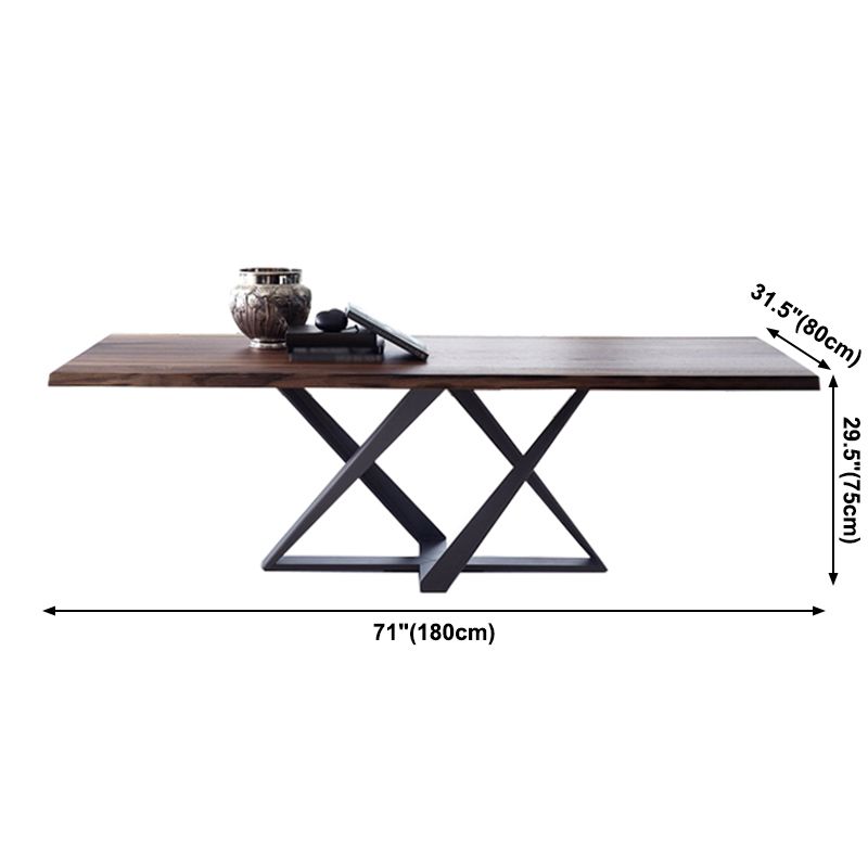 Metal Industrial Rectangle Dining Table Solid Wood Table for Dining Room and Kitchen
