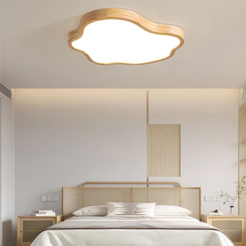 Modernism Acrylic Ceiling Light Wood Flush Mount Lighting for Bedroom