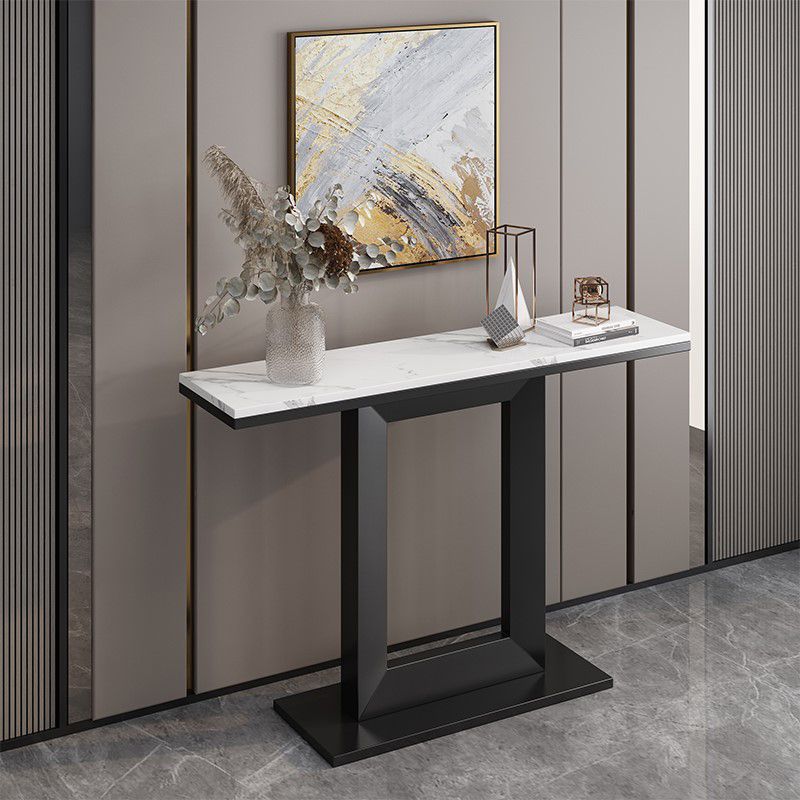 Marble Top Accent Table with Pedestal Base for Hall 31.5" High Console Table