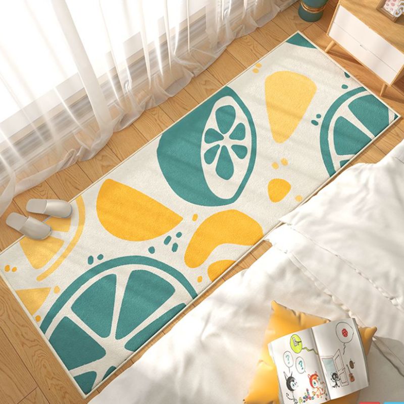 Yellow Modern Carpet Polyester Lemon Carpet Non-Slip Backing Carpet for Living Room
