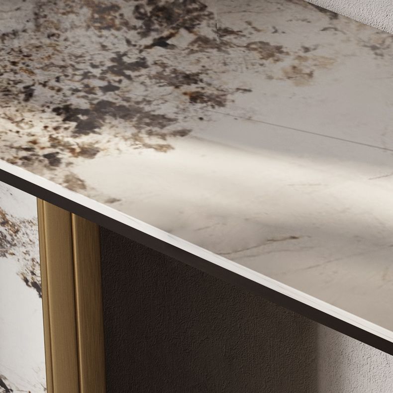 Glam Golden Console Accent Table Stone Console Sofa Table for Hall