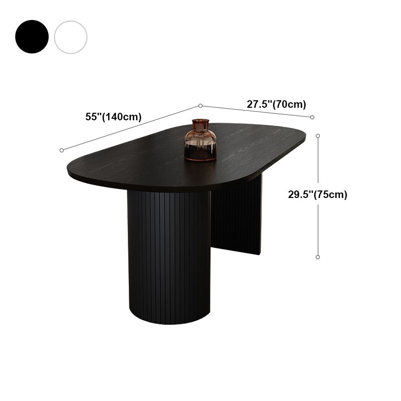 Modern Style Dining Table 55"L Double Pedestal Dining Table with Black Base