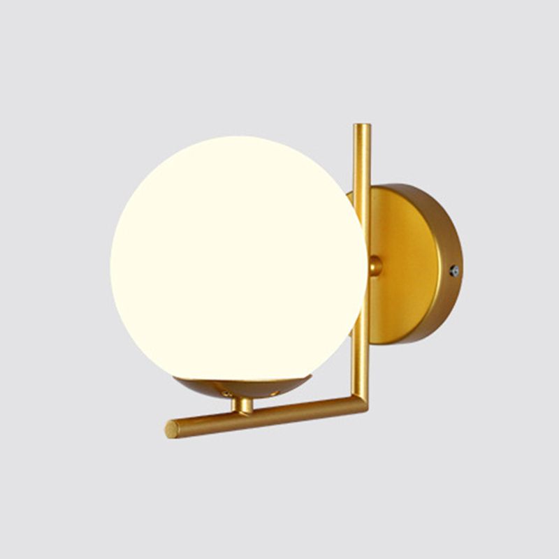 1 licht wit glazen wand gemonteerd verlichtingsbeveiliging moderne orb wandlichtwagentjes voor slaapkamer
