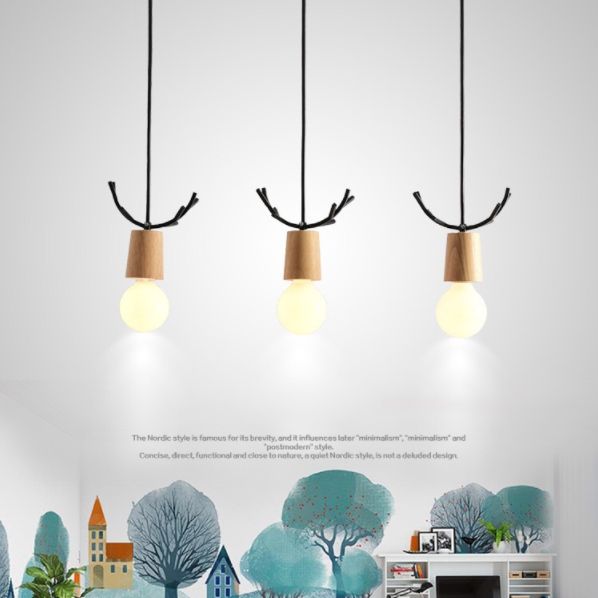 Eetkamer hangend licht licht lampje hangend plafondlicht met geweien houten schaduw