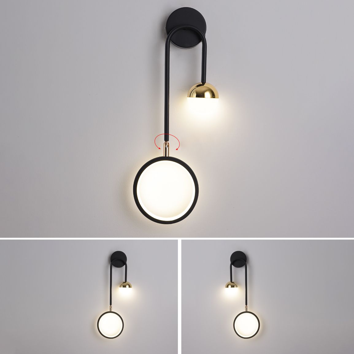 Luces de pared de forma de geometría de estilo de montaje de pared de metal de estilo de metal moderno en negro