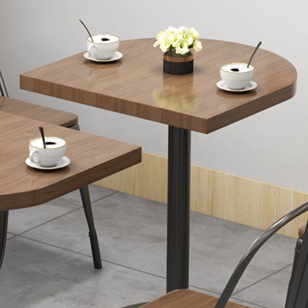 Mesa de comedor marrón de madera maciza, mesa de cocina industrial con base de pedestal de metal