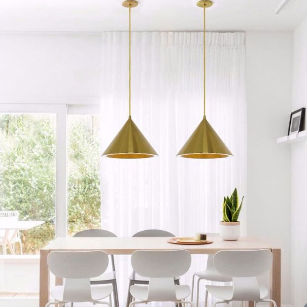 Post-Modern Minimalism Tapered Pendant Light Gold Metal 1-Light Pendant Lighting for Bedroom