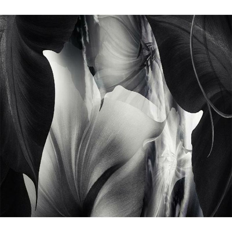 Full Size Floral Wall Mural Decal Black-White Non-Woven Wall Decor, Moisture Resistant, Custom Made