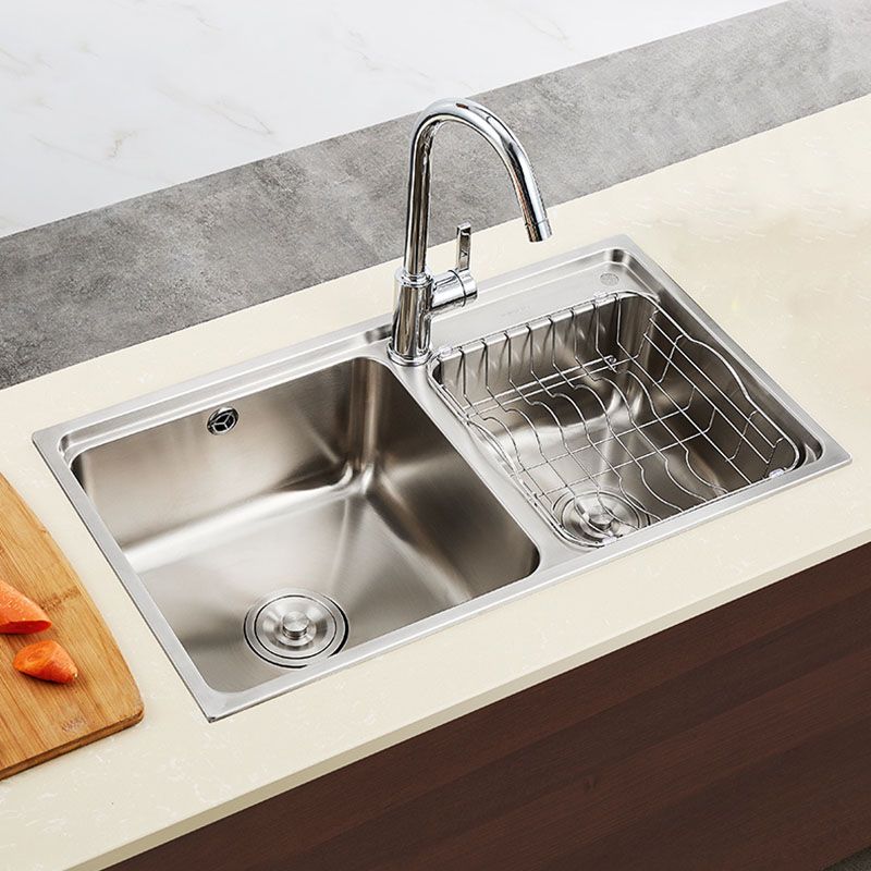 Stainless Steel Kitchen Sink Double Bowl Kitchen Sink with Drain Assembly