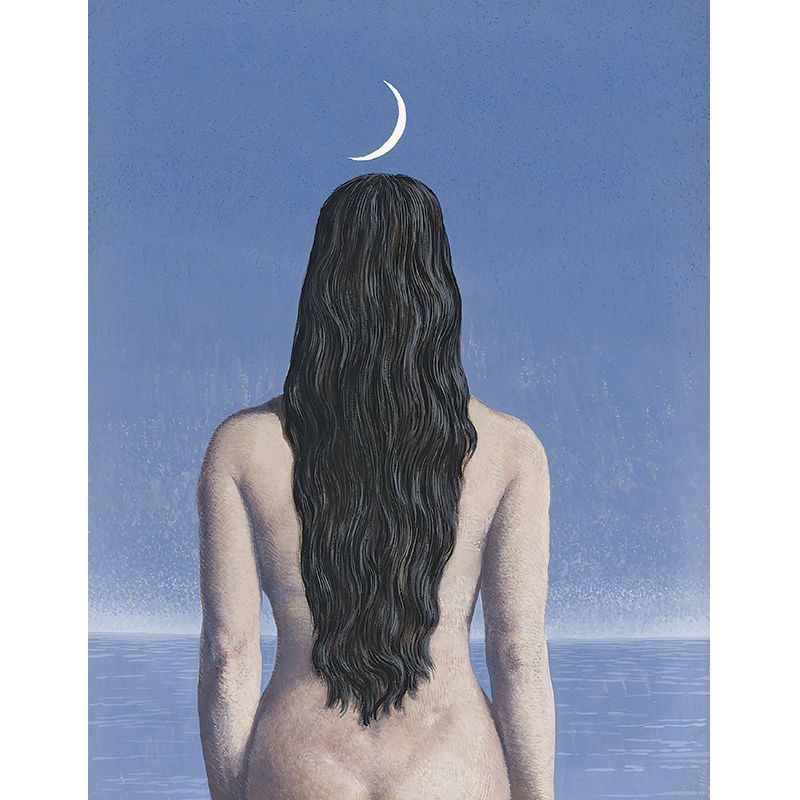 Big Surrealism Murals Wallpaper in Blue-White Rene Magritte the Evening Gown Wall Art, Custom Printed