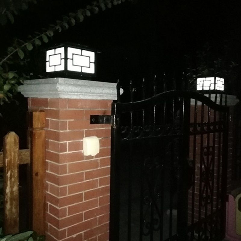 LED Contemporary Metal Pillar Lamp Square Shape Outdoor Waterproof Light