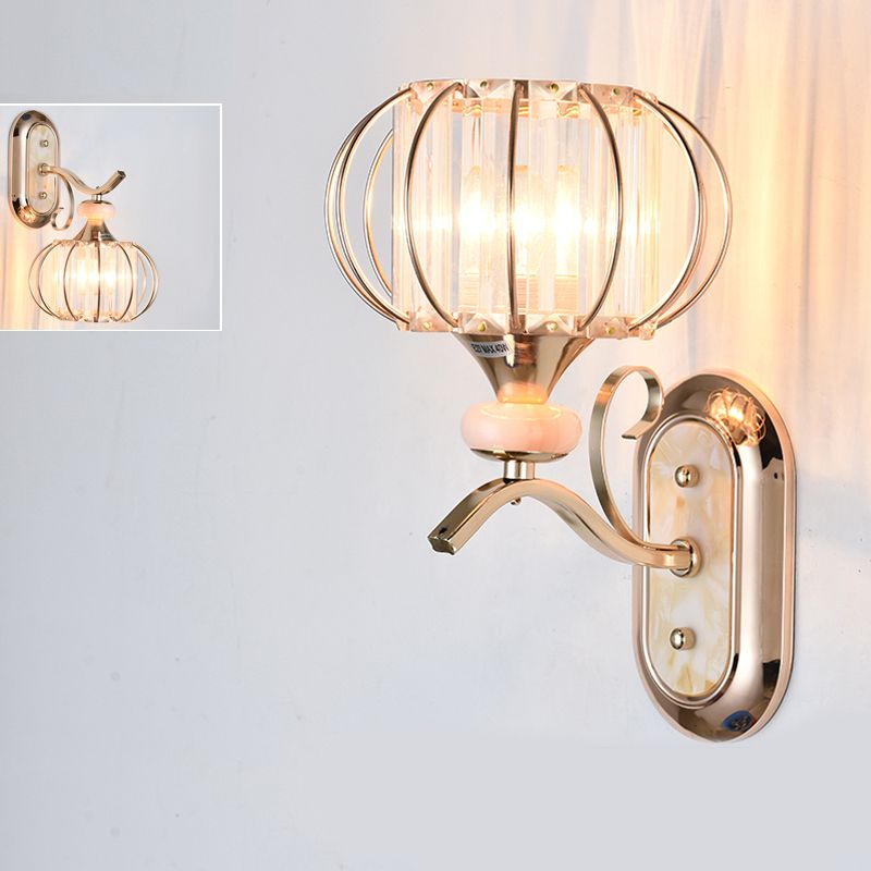 Gooseneck Crystal Wall Lamp Fixture Minimalist 1-Light Wall Sconce Light for Corridor