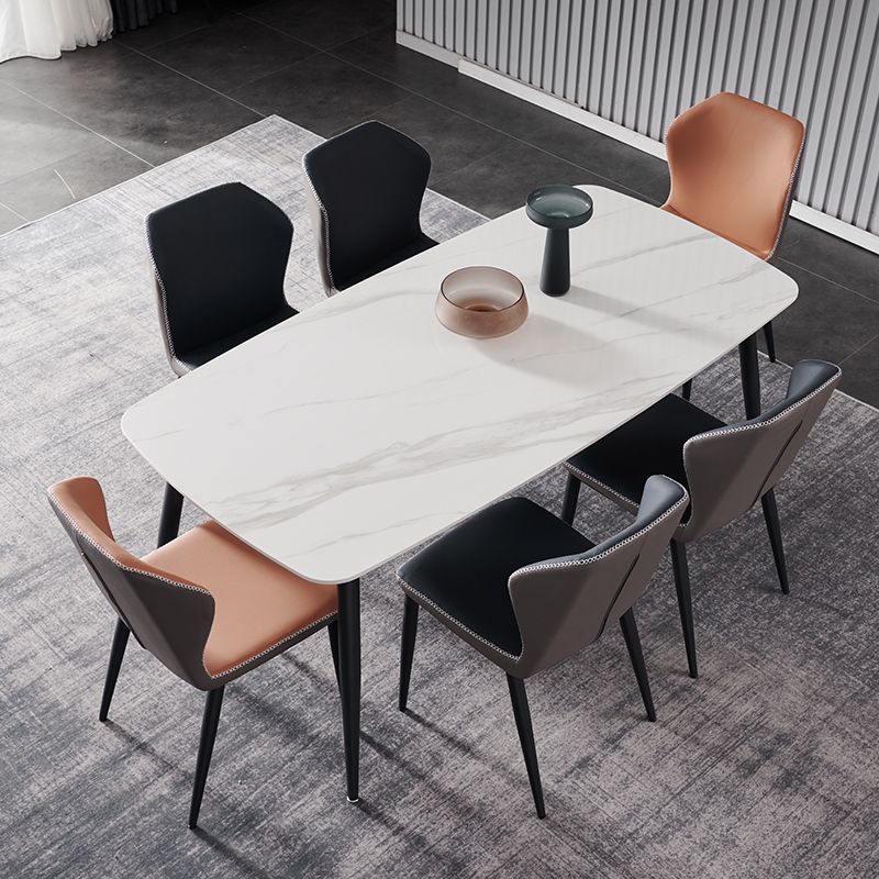 Mesa de mesa estándar de piedra sinterizada de forma simple Mesa de comedor de cocina con 4 patas Base