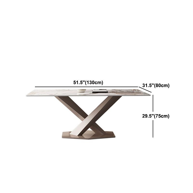 Sintered Stone Dining Table Modern Gold Furniture with Pedestal Steel Base