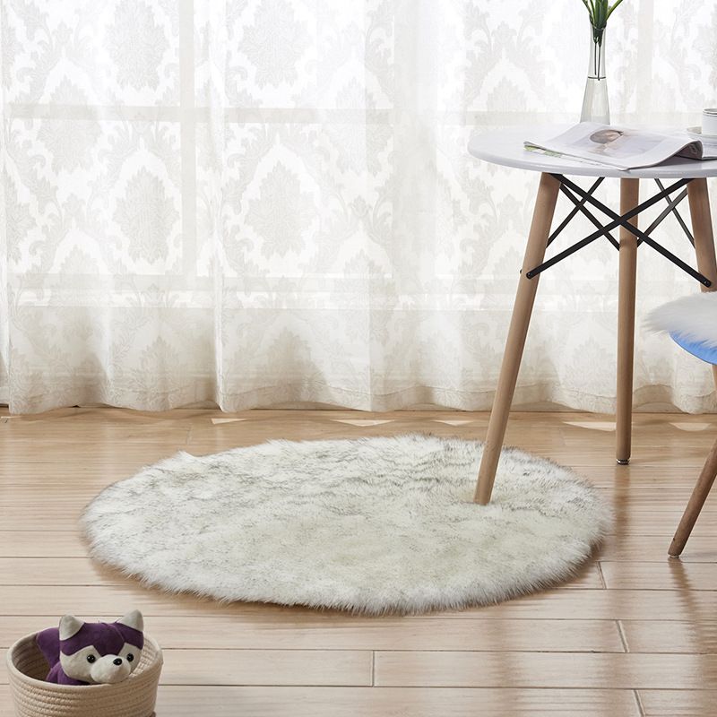 Tapis circulaire en peluche de couleur unie, résistant aux taches, pour la décoration de la maison