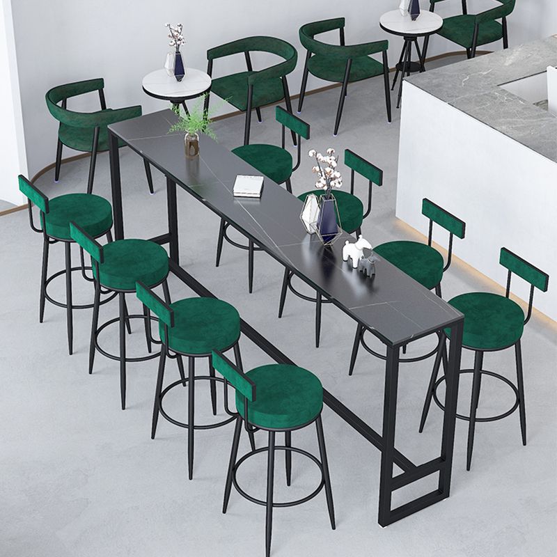 Contemporary Style Upholstered Counter Stool Bar-height Bar Stool with Metal Legs