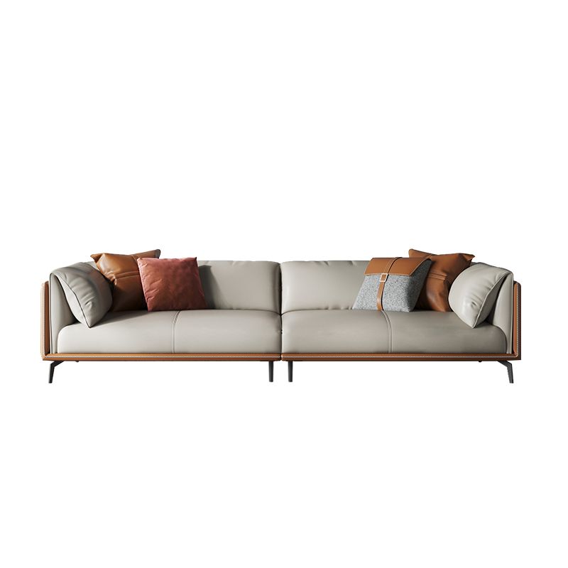30.7" H Modern Cushions Sofa Genuine Leather Pillow Top Arm Sofa & Chaise