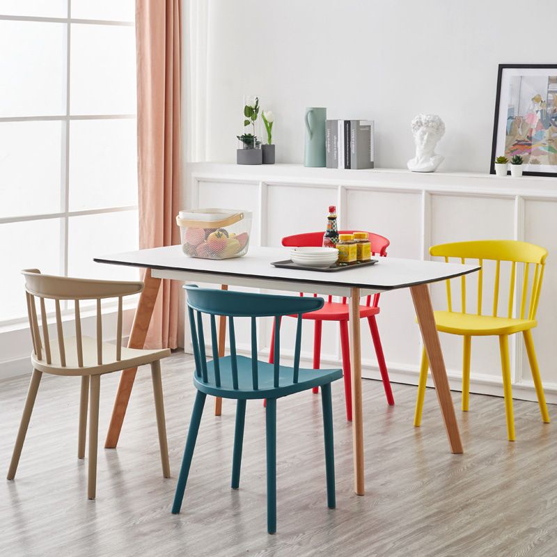 Modern Plastic Indoor-Outdoor Dining Chair Windsor Back Side Chair