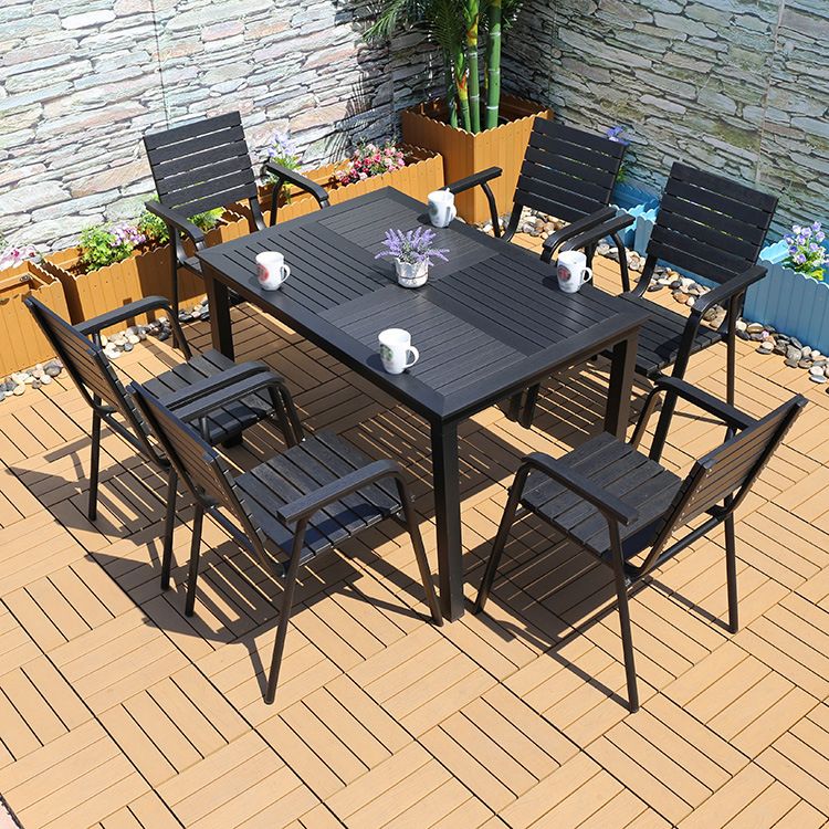 Industrial Black Dining Table Set 1/5/7 Pcs Faux Wood Dining Set