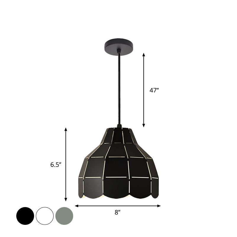 Black/Grey/White Dome Pendant Light One Bulb Nordic Style Metal Hanging Lamp for Dining Room
