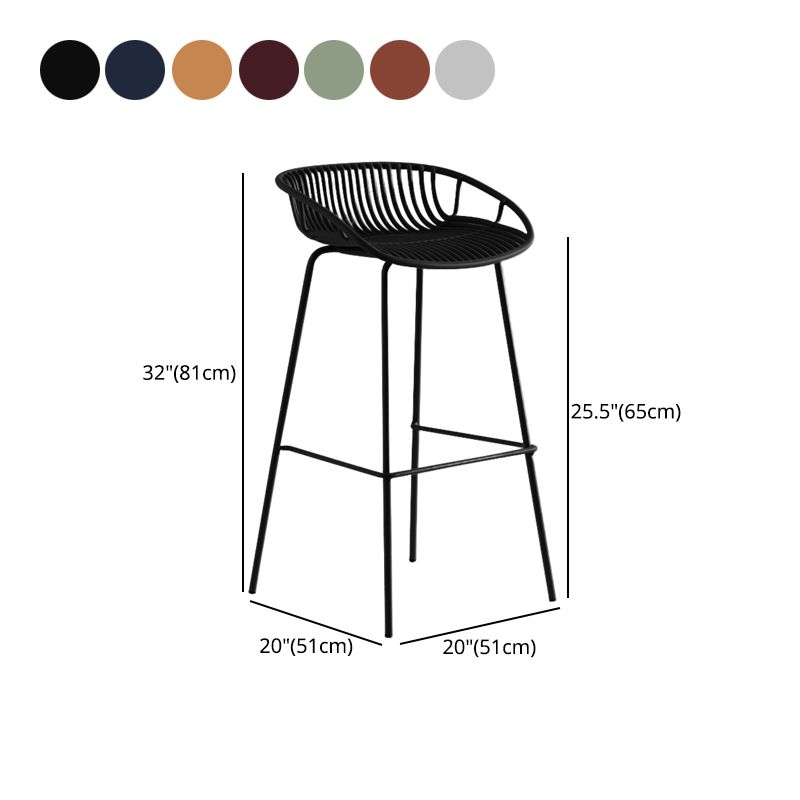 Contemporary Metal Bar Stool Bucket Counter Bar Stool with Metal Legs