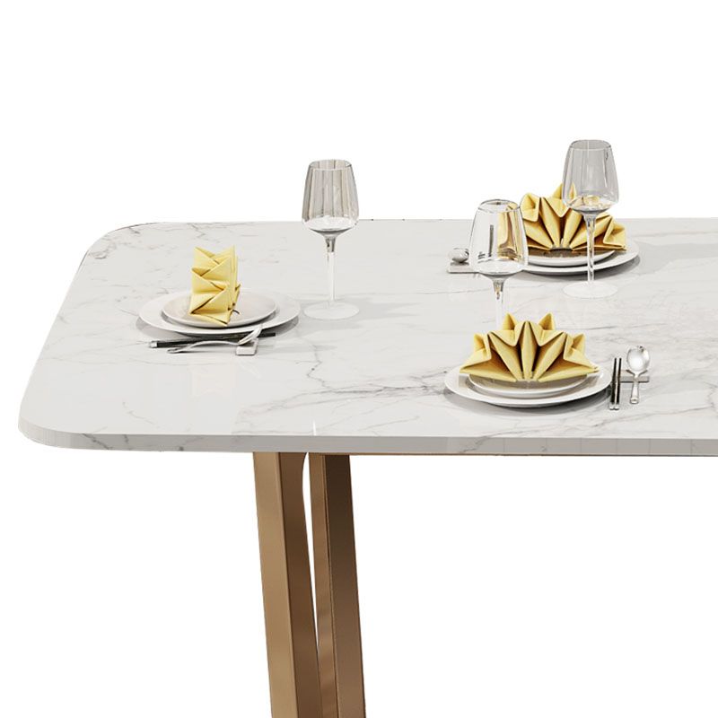 Table en pierre frittée pour restaurant Table à manger de luxe avec base à tréteaux