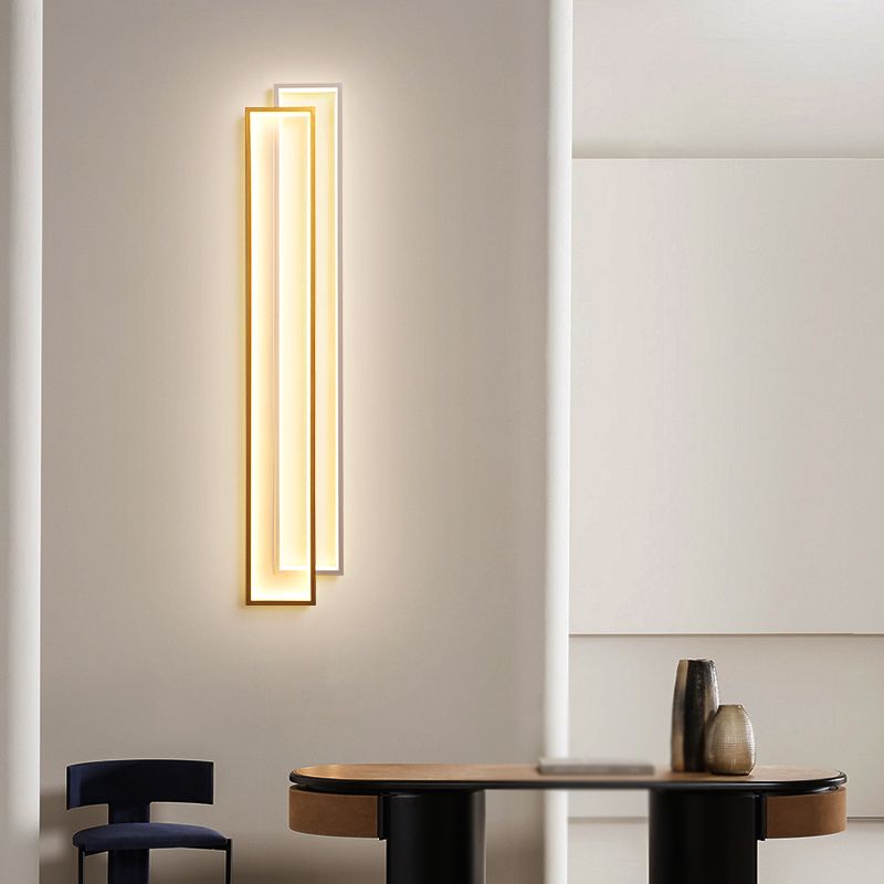 Rectangle Wall Lights Modern Style Metal 2 Light Wall Mount Lights