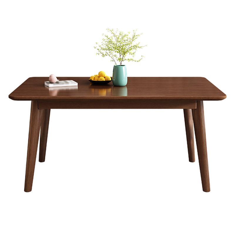 Mesa de comedor de 4 patas de madera de caucho, mesa rectangular de madera maciza de estilo moderno para el hogar