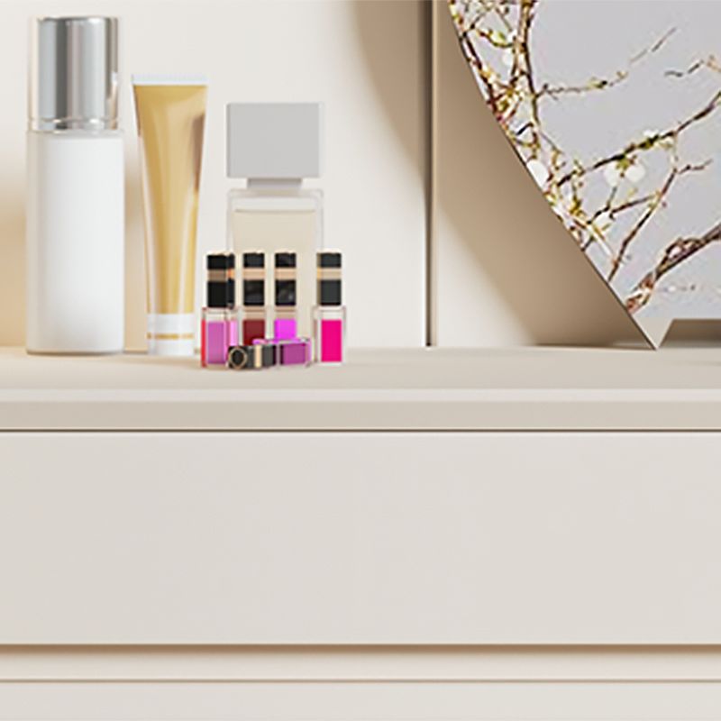 Contemporary 2-Drawer Wood Vanity Makeup Dressing Table in White with Stool