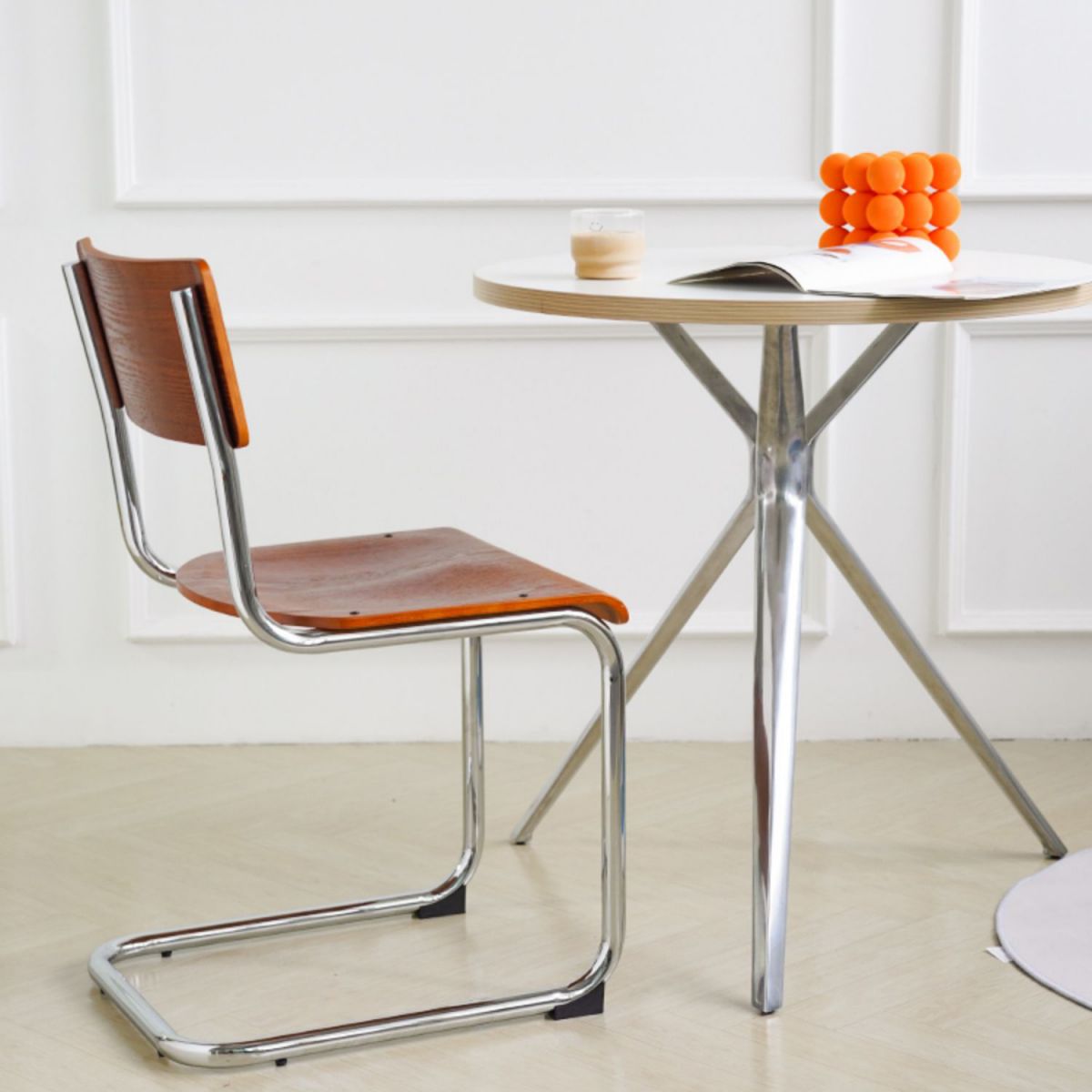 Contemporary Style Open Back Wood Armless Dining Side Chair for Home