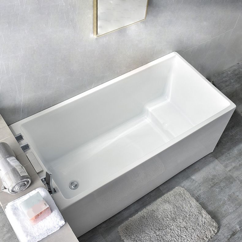 Back to Wall Acrylic Bathtub Stand Alone White Rectangular Bath