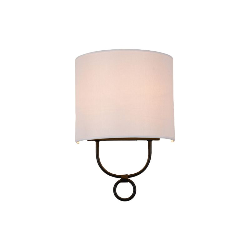 Traditional Half-Cylinder Wall Light 1 Head White Fabric Shade Wall Sconce Lighting for Bedroom