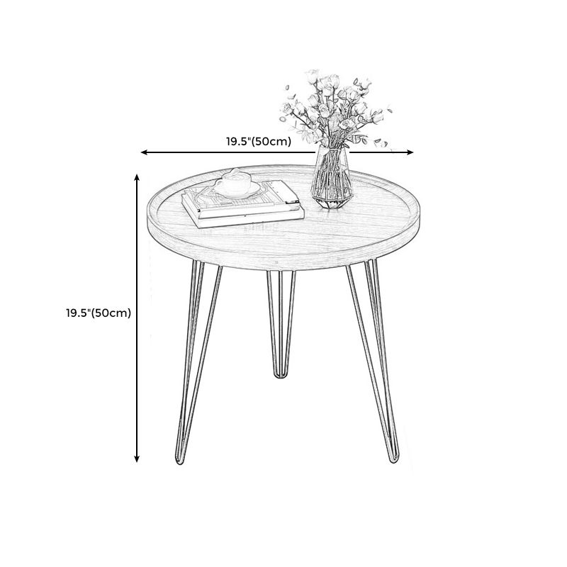Modern 3 Legs Metal Base Grey/white/brown Round Wood Top End Table