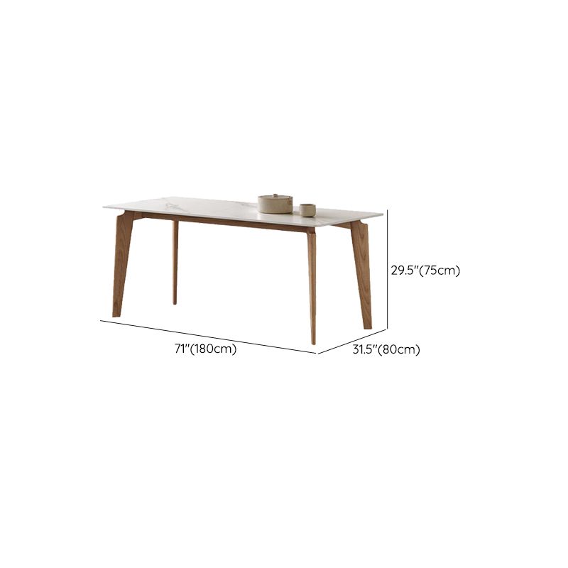 Medieval Rectangle Dining Table Sintered Stone Table with Wooden Legs