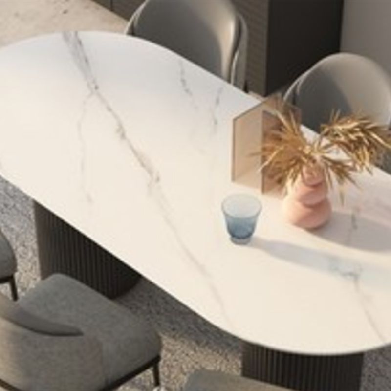 Simplicity Style Oval Dining Table Imitation Marble Home Furniture