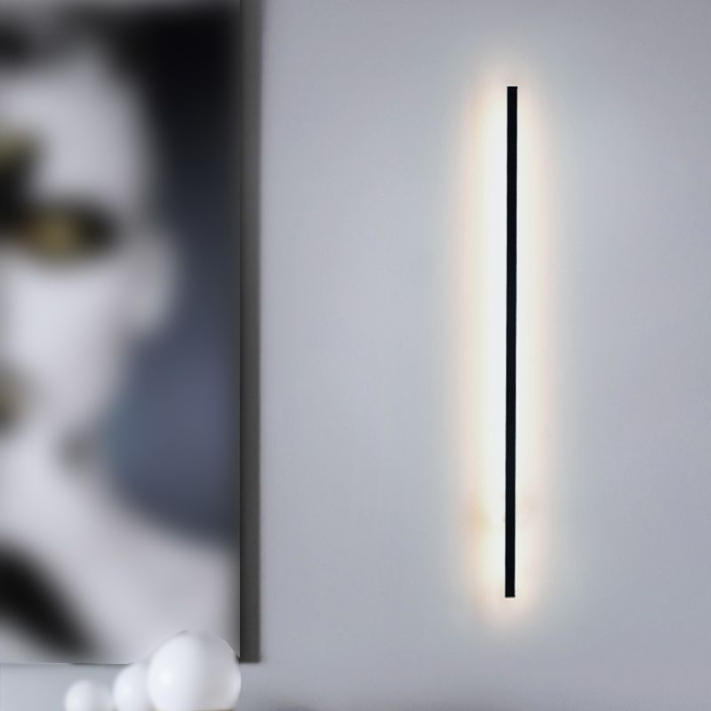Metal Linear Shade Wall Sconce Modern Style Single Light Wall Mount Lighting in Black